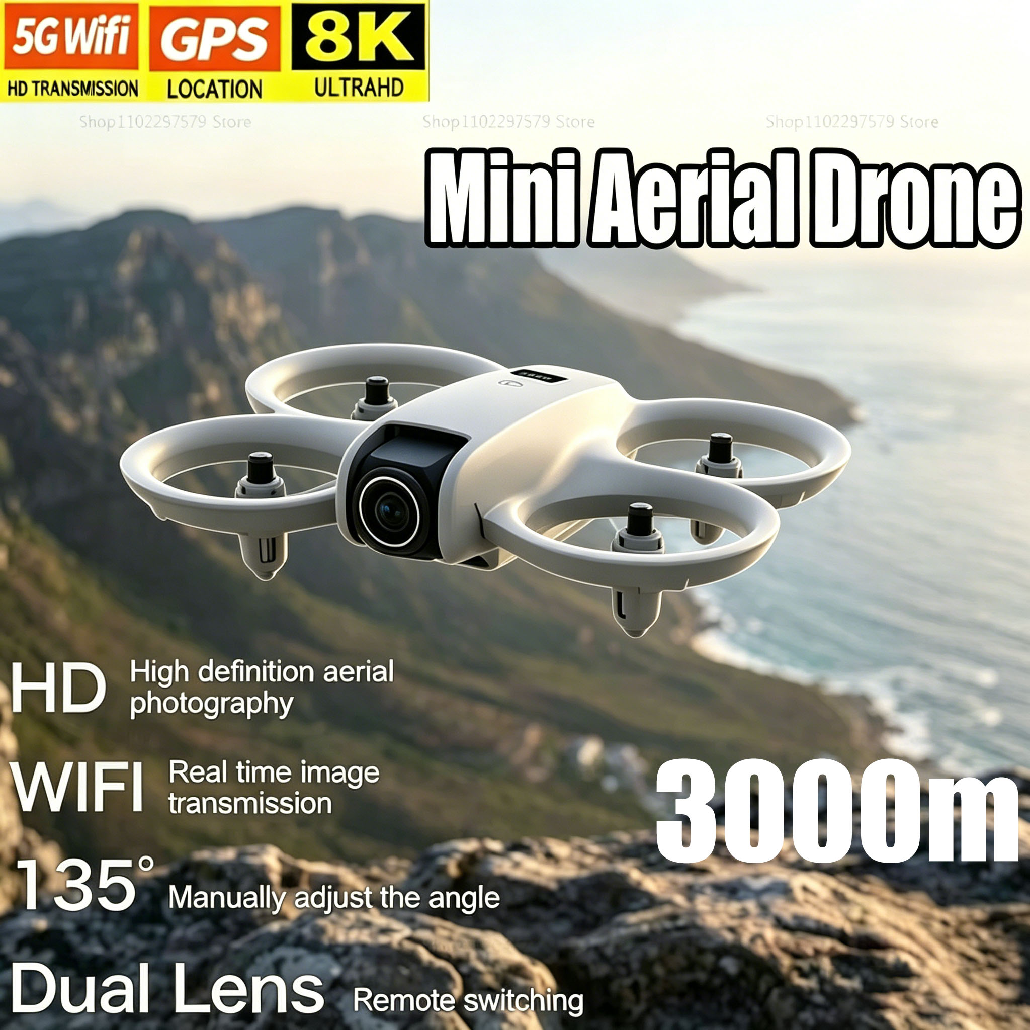Drone Gimbal Brushless - มินิโดรนพร้อมกล้อง 8K HD FPV โดรนแบบพับได้ มอเตอร์ไร้แปรงถ่าน